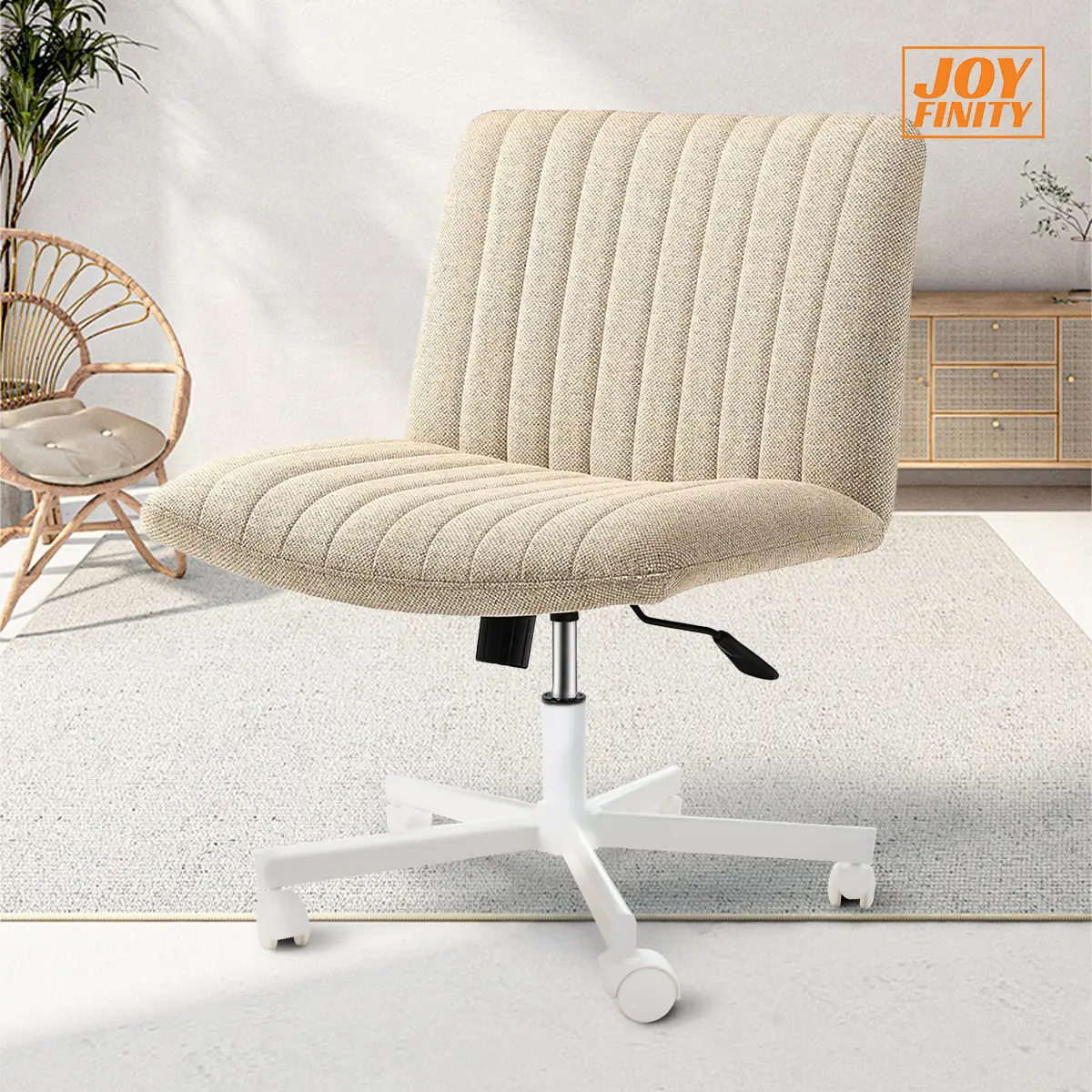JOYFINITY Criss Cross Chair With Wheels, Armless Office Chair,Office Desk Chair