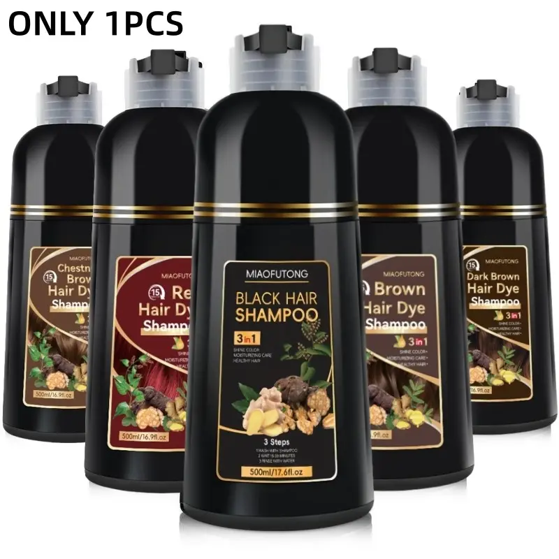 3 in 1 Hair Dye Shampoo, Coconut Oil Shampoo, Natural Herbal Extracts Gentle Moisturizing, Nourishing, Professional Hair Care & Styling Product for Men & Women