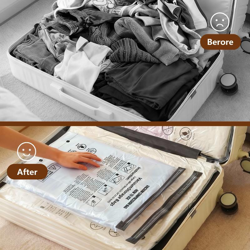 [2026 Upgraded] Travel Vacuum Storage Compression Bag Set (15-Pack Reusable Zipper Bags, 3 Sizes) with Rechargeable Air Pump, 140L/Min Powerful Air Removal, Waterproof Space Saver Organiser for Carry-On Suitcases, Vacuum Seal Compression