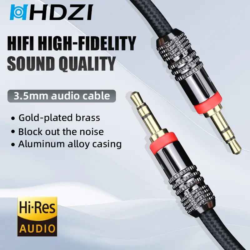 HHDZI 3.5mm Aux Audio Cable, High-End HiFi Lossless Sound Quality, Gold Plated Plug, Aluminum Alloy Casing, Shielded Structure, for Phone, Computer, Tablet, Car Speaker, Headphone