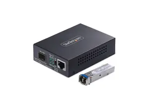 StarTech.com Gigabit Singlemode (SM) LC Fiber Media Converter, 10/100/1000 Mbps, 40km, RJ45 to LC, Full Metal, TAA Compliant