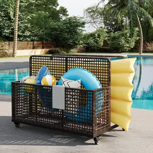 Outdoor Pool Float Storage Box - Durable Patio Organizer Bin for Pool Accessories, Toys & Garden Item, Ideal for Backyard, Patio & Deck