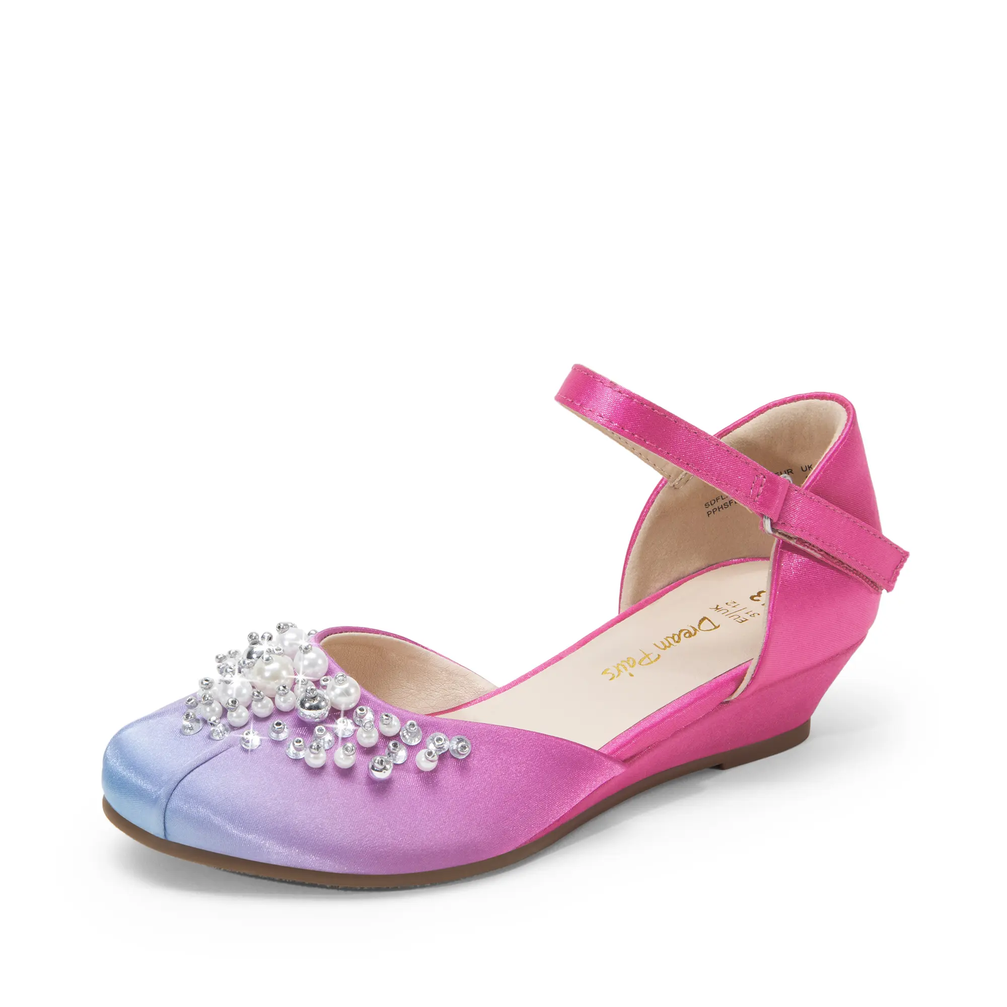 Dream Pairs Girls Dress Shoes Toddler Little Big Girls Heels Low Wedge Pumps with Pearls Rhinestone for Flower Girl Princess Wedding Party