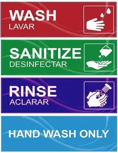 4 Pack Wash Rinse Sanitize Sink Labels, Waterproof Sticker Signs Perfect for 3 Compartment Sink - Restaurants, Commercial Kitchens, Food Trucks, Dishwashing or Wash Station