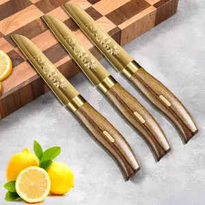 1/3/5 set of fruit knife sets, professional kitchen peelers, golden small knives that girls like at home, sharp fruit slicing and peeling knives, stainless steel gold flower blades, daily use knives, Kitchenware