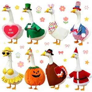 8 PCS Holiday Porch Goose Outfits All Seasons Bundle for Valentine St. Patrick Easter Summer 4th of July Fall Halloween Christmas - Lawn Porch Goose Clothing for Patio Yard Decor