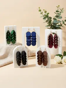 Women's Fashion Dangle Earrings Set, Bohemian Multi-Layer Wooden Pendant Design, Casual Daily Party Jewelry, Perfect Gift