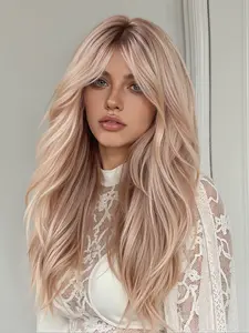 Wig 24 Inches, Christmas Wear, Root Dyed Natural Curly Hair, High Temperature Resistant Fiber, Suitable for All Seasons, Wavy Wigs