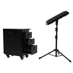 Professional Black Rolling Makeup Case with 3 Drawers Adjustable Pull Rod 44 Lbs Capacity for Makeup Artists Hairstylists & Nail Techs Mobile Beauty Station