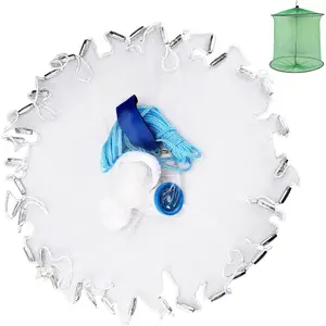 Cast Net, 3/8 Inch Mesh Size Throw Cast Net 6Ft Radius with Real Metal Sinker, Saltwater Freshwater Casting Net for Bait Trap Fish, Monofilament Nylon Net