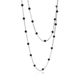 Pre-owned NY154612 David Yurman Sterling Silver Onyx Onyx Station Necklace