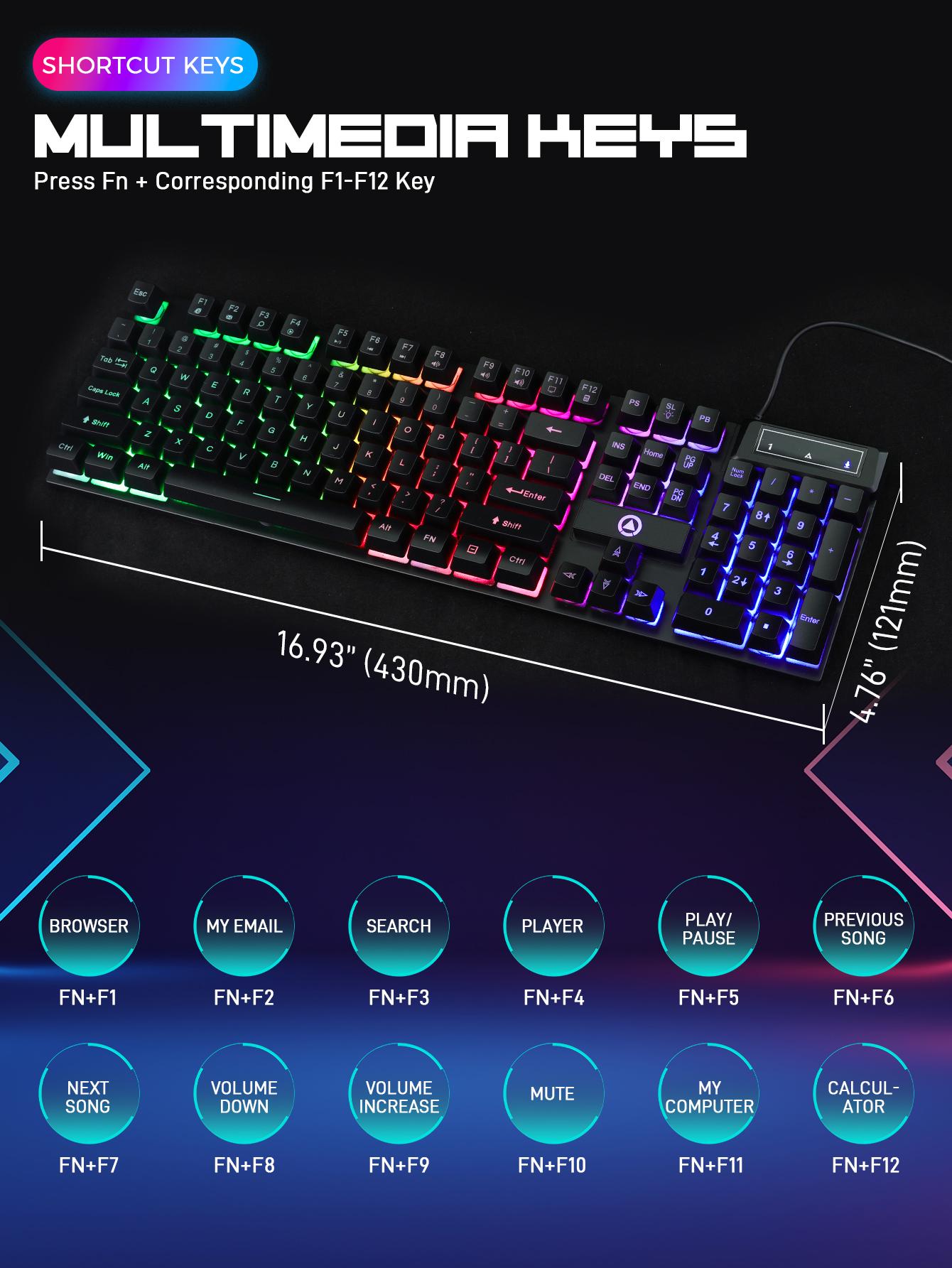 104 Gaming Keyboard Wired, laptop Keyboards with Creamy Cute Number Pad for PC, Mechanical usb c Keyboard with Tactile switch feel Floating Keycaps, Rainbow Mixed-Color Backlit Keyboard & Multimedia Keys for Gamer 104 Gaming Keyboard Wired, laptop Keyboards with Creamy Cute Number Pad for PC, Mechanical usb c Keyboard with Tactile switch feel Floating Keycaps, Rainbow Mixed-Color Backlit Keyboard & Multimedia Keys for Gamer