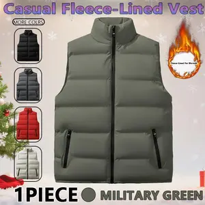 Mens Vest Jacket Warm Sleeveless Jackets Winter Waterproof Zipper Coat Autumn Stand-up Collar Casual Waistcoat Brand Clothing
