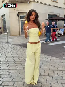 Street Fashion Halter Top Loose Long Pants Set, Casual Summer, Comfortable and Stylish, Perfect for Daily Wear