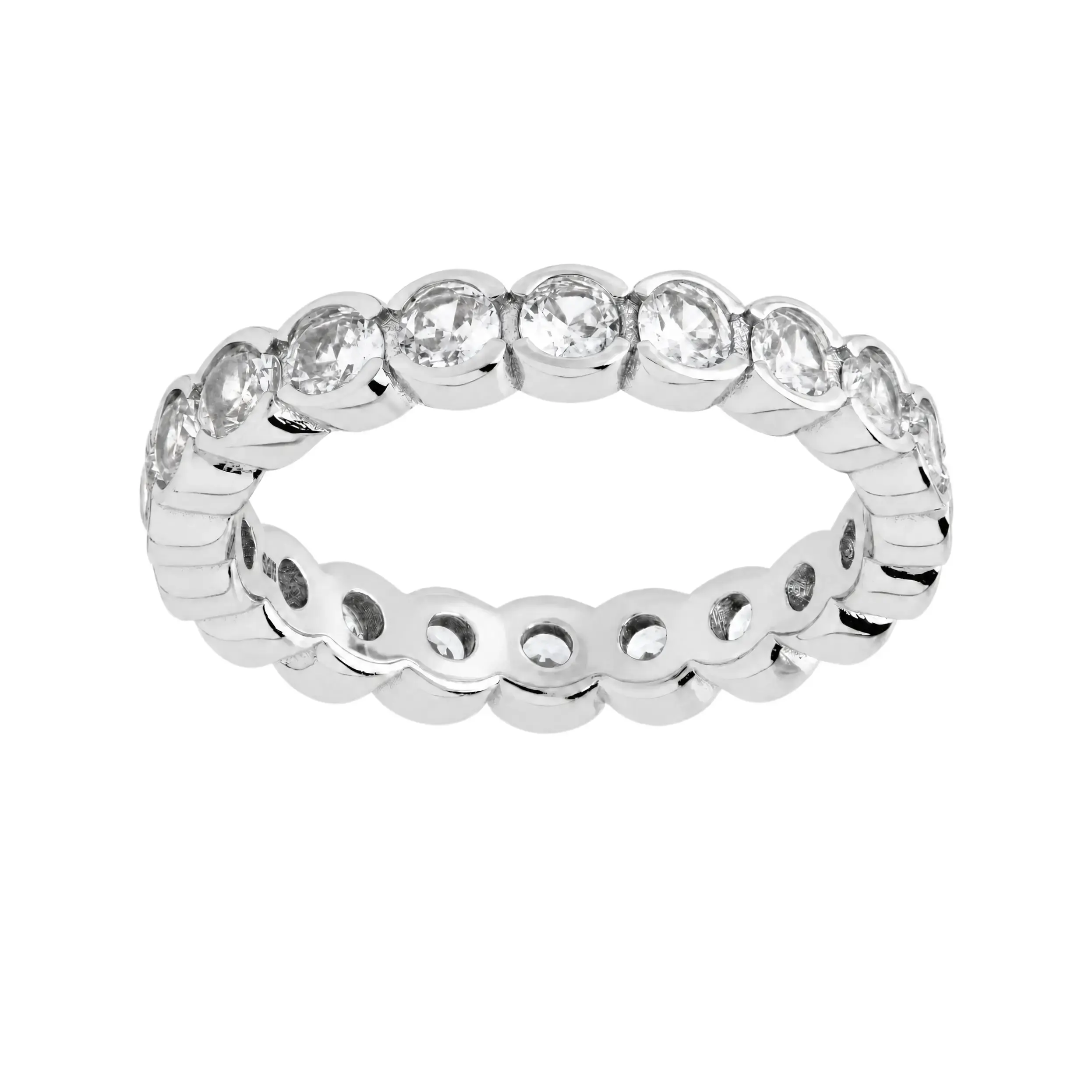 Sterling Silver Clear Helene Bezel Eternity Band Ring