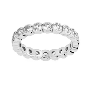 Sterling Silver Clear Helene Bezel Eternity Band Ring