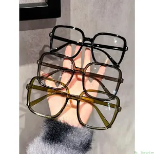3/4 PCS Oversized Square Anti Blue Light Glasses Women Men Computer Eyewear Daily Wear Photo Shoot Fashionable Clear Lens Accessories