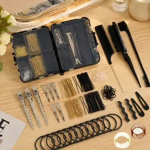 1Set Dance Hair Styling Tools Set Includes Snap Clips U Pins Duckbill Clips Elastics Storage Box Cheerleader Ballet Hairstyle Professional Kit