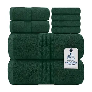 8 Piece Hotel-Standard Towel Set Non-Shedding Ultra-Absorbent Shower Towels, Includes Large Bath Towels & Medium Towels for Bathroom Use.