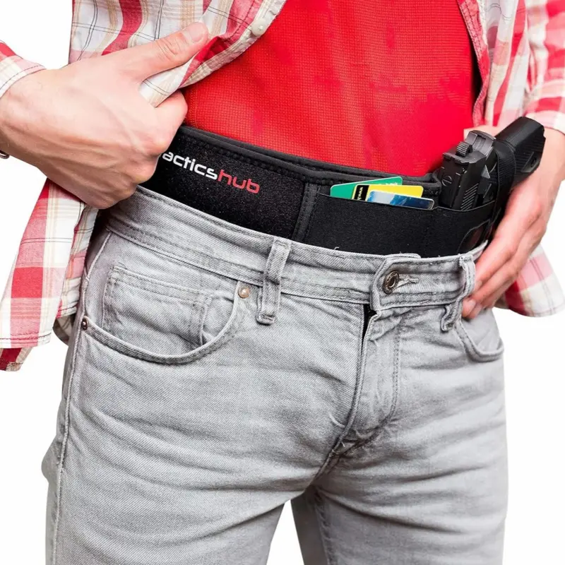 Belly Band Gun Holster for Concealed Carry – PLUS 2 Pack Magazine Holsters – Right Handed
