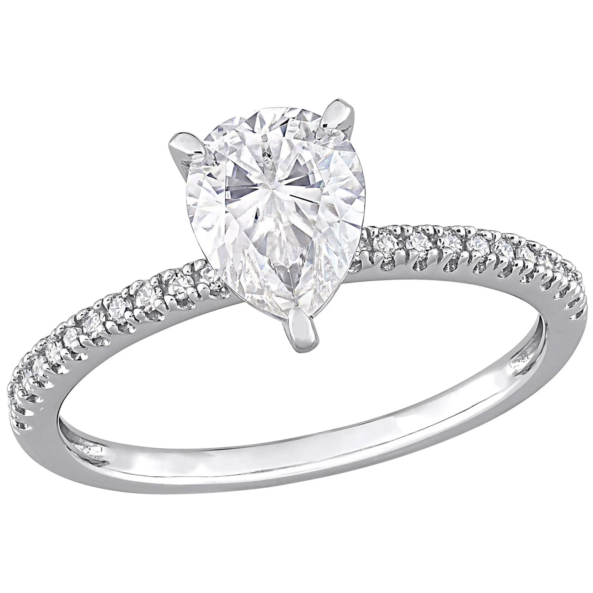 MoissanIce 1.25 cttw Moissanite & Diamond Engagement Ring, 14K