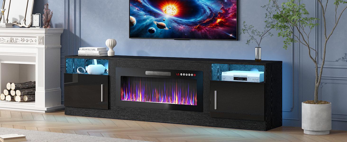 【2 Packages Shipping】Fireplace TV Stand with 36" Fireplace,80" TV Stand with LED Light for TVs Up to 85",Entertainment Center Console Table with Highlight Storage Cabinets,2 Package delivery 【2 Packages Shipping】Fireplace TV Stand with 36" Fireplace,80" TV Stand with LED Light for TVs Up to 85",Entertainment Center Console Table with Highlight Storage Cabinets,2 Package delivery