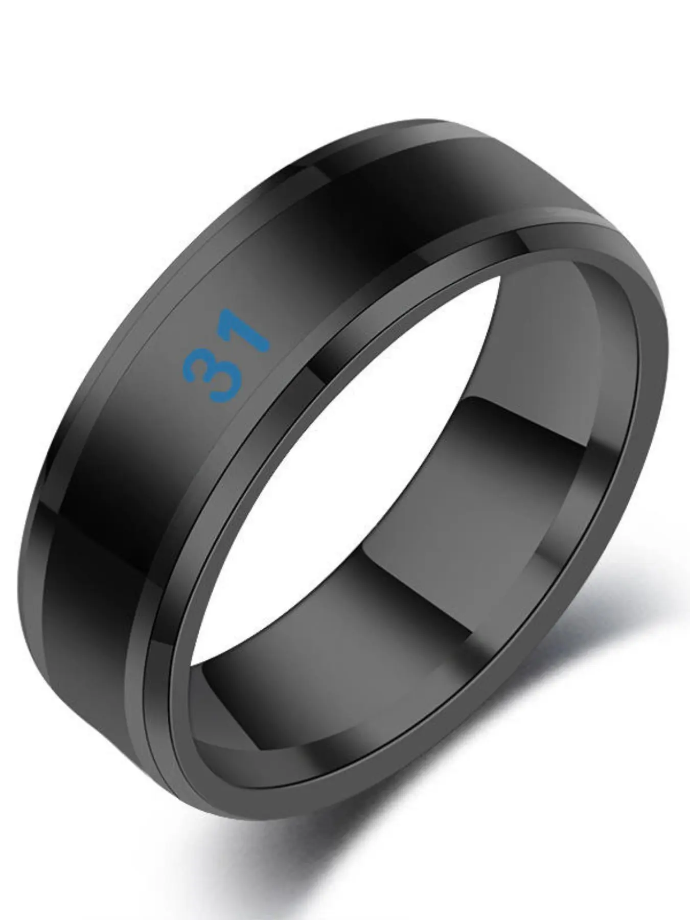 Automatic Color-Changing Temperature Mood Ring for Men, Korean Style Titanium Steel Couple Ring, Jewelry Rings, Fashionable Body Temperature Display