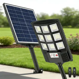 OKPRO Solar Lights Outdoor,IP66 Waterproof Solar Street Lights Outdoor,6500K LED Dusk to Dawn Security Flood light with Motion Sensor and Remote Control for Yard,Parking Lot, Courtyards,Garages
