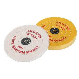 6 Inch Cotton Buffing Wheel Kit with 1/2 inch Arbor for Bench Grinding Wheel Polishing Machines, Polishes Jewelry Glass Tools and More