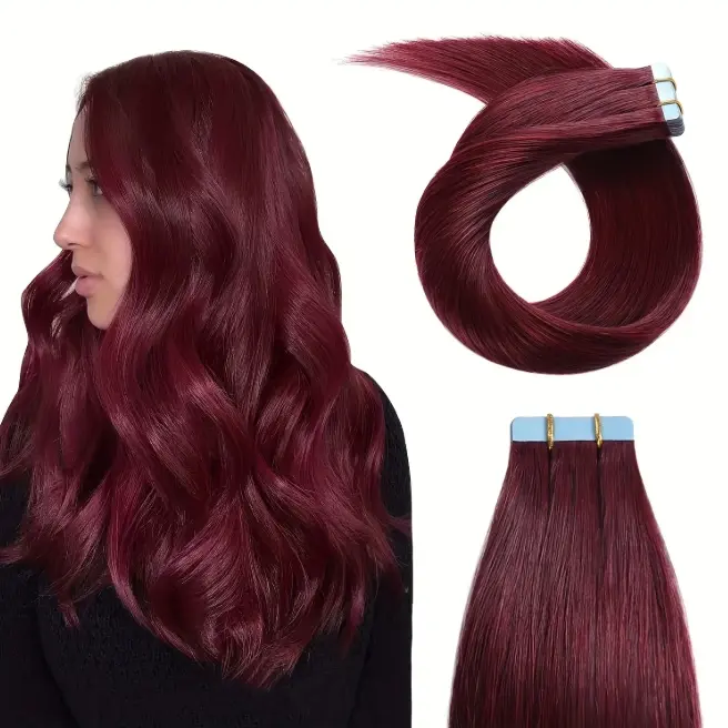 12-28 Inch Tape-In Hair Extensions, 20 Pieces 30G Per Pack,  Remy Human Hair, Smooth Straight Strands, Seamless Skin Weft, Sturdy Adhesive for Firm Wear, Invisible & Reusable Design, Multiple Color Options