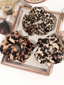 Leopard Print Scrunchies, High Stretch Hair Tie, Fashionable Hair Accessories for Women & Girls, Minimalist Headwear Suitable for Thick Hair
