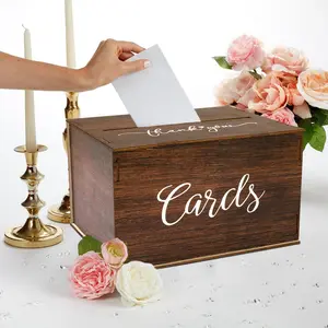1pc,Wedding Wooden Invitation Card Drop Box, 18*30*23cm,Gift Card Box for Wedding Receptions, Rustic Wedding Envelope Money Box, Suitable for Wedding Party, Birthday, Bridal Shower, Baby Shower Decorations Gift Box Packaging