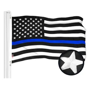 G128 Thin Blue Line Flag | 20x30 In | ToughWeave Series Embroidered 300D Polyester | Duty and Honor Flag, Embroidered Design, Indoor/Outdoor, Brass Grommets