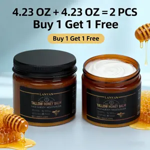 Buy 1 get 1 free - Beef Tallow for Skin,  Grass-Fed Whipped Tallow and Honey Balm for Body ＆ Face Natural Body Cream for Dry & Sensitive Skin Care 4.23OZ + 4.23OZ