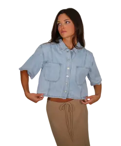 Cate Cropped Denim Shirt