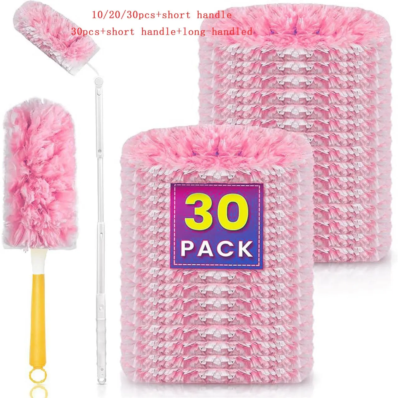Duster Set, 1 Set Duster Brush with Replacement Head & Handle, Household Cleaning Tool for Home Car Office Dormitory Kitchen Bathroom, Home Cleaning Products, Cleaning Supplies