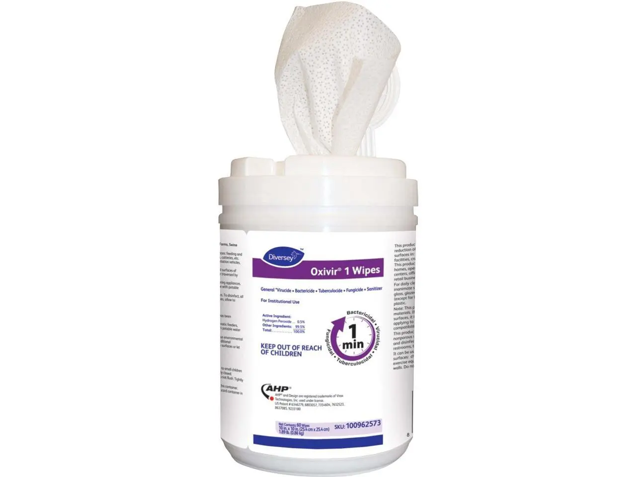 Diversey One-Step Ready-to-Use Hospital Disinfectant Cleaner Wipe - Cherry Almond Scent - Disinfectant - 60/Pack - 12 pack/ Container  100962573