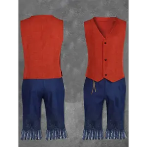Full Set Anime Character Cosplay Costume For Men  Straw Hat, Vest, Waist Rope, And Pants Included  Halloween Vest Uniform For Comic-Con, Theme Parties, And Carnivals