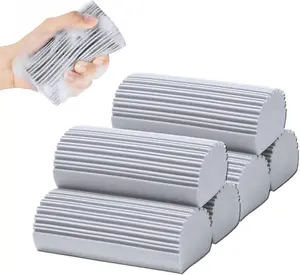 6 Pack Damp Clean Duster Sponge,Dusting Sponge Duster for Housekeeping, Household Cleaning Sponge for Blinds, Fan ,Mirrors,Glass, Baseboards,Window Track Grooves and  (Grey)