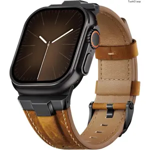 2026 New Leather Band Compatible for Apple Watch Ultra Band 49mm 46mm 45mm 44mm 42mm 41mm 40mm, Genuine Leather Replacement Strap for iWatch series 11 10 9 8 7 6 5 4 3 2 1, SE 3 2 1, Ultra 3 2 1