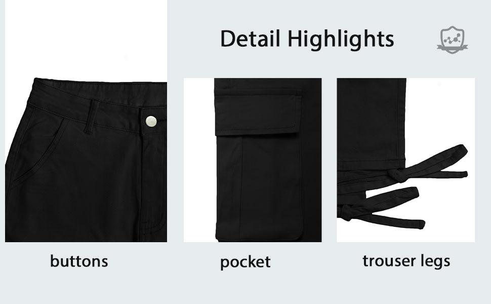 Women's Black High-Waist Multi-Pocket Stretchy Baggy Oversized Wide-Leg Cargo Pants - Drawstring Hem, Basic Lady Streetwear Casual Bottoms