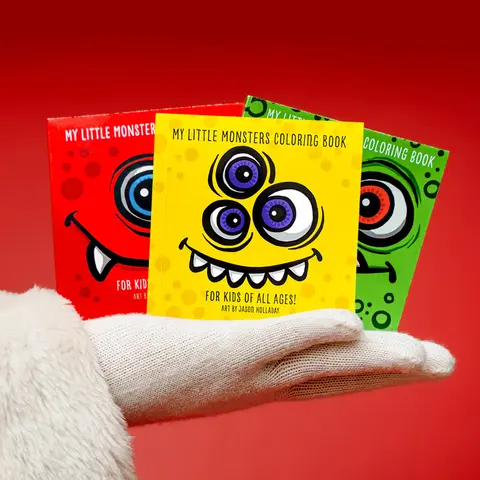 Children's 3-Volume Silly Little Monsters Illustrated Activity & Coloring Book Bundle (Vol.1-Vol.3) - 150 Monsters to Explore, 4x4 Size Slips Into Purses & Bags, Soft Covers, Heavyweight Pages Resist Marker Bleed, Pocket Size for Road Trips