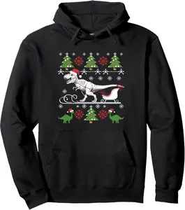 Dinosaur Ugly Christmas Sweater for adults Pullover Hoodie
