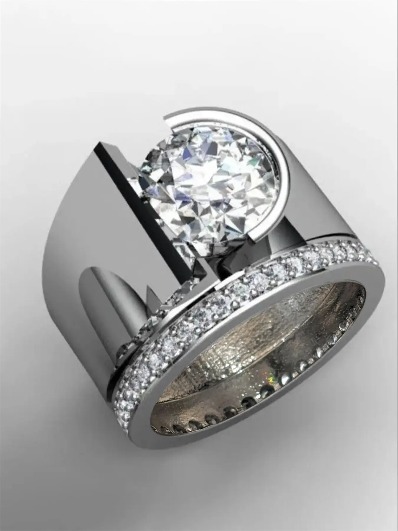 1 PC Elegant Cubic Zirconia Gemstone Ring For Women Elegant Fashion Rings For Wedding Engagement Anniversary Party Jewelry Valentine's Day Gift Emerald Cut Solitaire Ring Artificial Zircon Rings