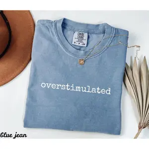 Comfort Colors Overstimulated TShirt, Funny Introvert Tee, Gen Z T-Shirt, Sarcastic Graphic Tee, Mental Health Humor Tee, Funny Trendy T-Shirt
