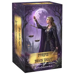 Purple Moon Tarot Cards Set, Card Deck, 78 Pieces, 13x8 Cm, Includes Paper Instructions, Perfect for Beginners, Enter Mystical Realm