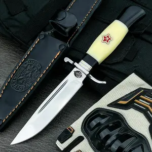Best-selling in Russia: NKVD Survival Fixed-Blade Knife with Sheath, High-Hardness 440C Blade, Stainless Steel Guard + Resin Handle—EDC, Adventure, Jungle, Fishing, Hiking, and Outdoor Camping Knife