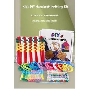 Kids DIY Loop Elastic Cord Coaster Craft Kit |   Colorful Candy-Colored Weaving Toy