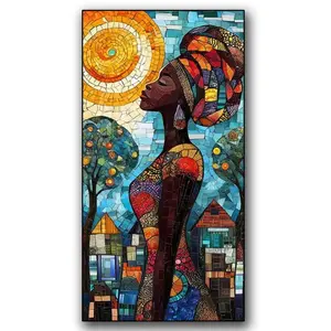 Vibrant Large DIY Diamond Painting Kit for African Women, Full-Mosaic Design for Beginners & Home Decoration, Perfect Craft Gift Idea