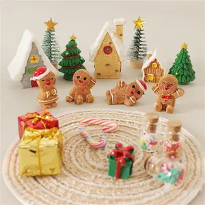 20pcs Dollhouse Miniature Simulation Christmas Tree Snow Room Gingerbread Man Candy Mini Scene Xmas Decoration Accessories Handcrafted Models for Dollhouse Decoration
